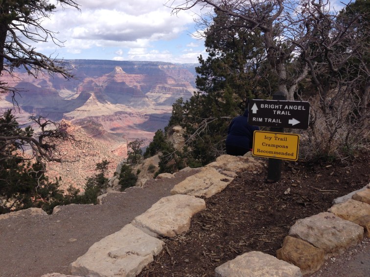 Crampons while hiking the Bright Angel? I'd prefer to wait a month.