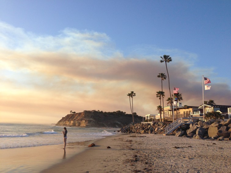 Smoke from the fires blowing with the winds headed west